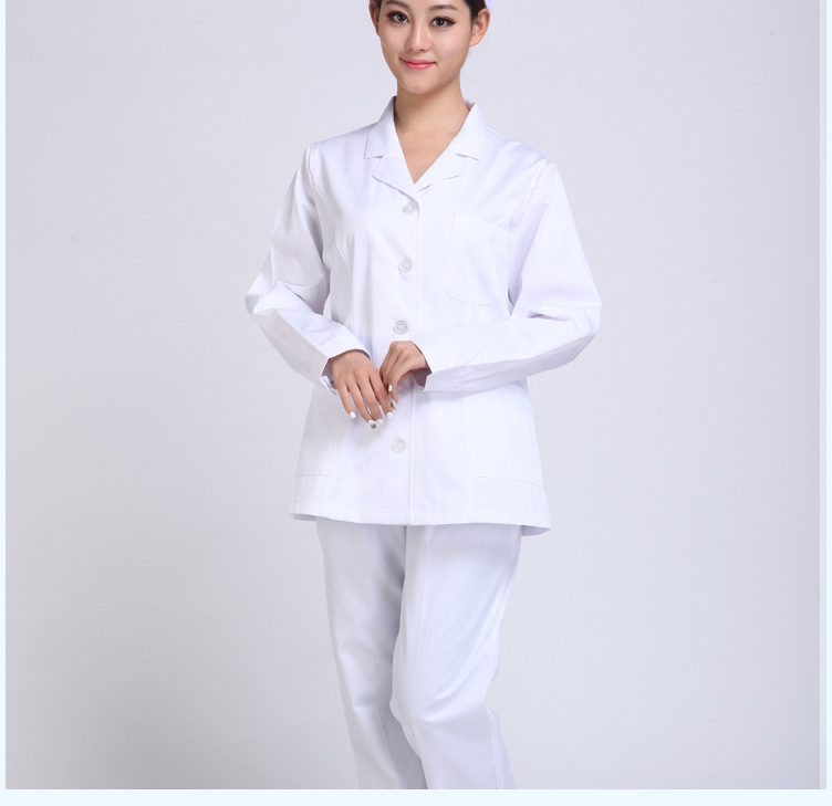 女醫生分體秋冬裝白色 醫師長(cháng)袖冬裝實(shí)驗藥店實(shí)習護士服裝